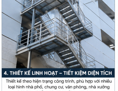 Cầu Thang Thoát Hiểm Ngoài Trời Bằng Sắt – An Toàn, Chắc Chắn