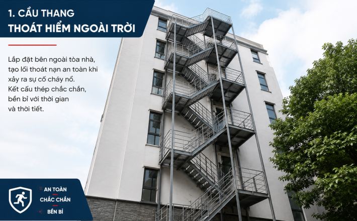 Cầu Thang Thoát Hiểm Ngoài Trời Bằng Sắt – An Toàn, Chắc Chắn