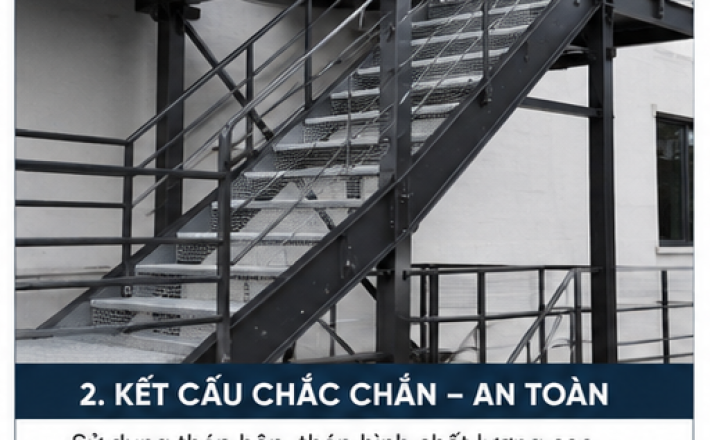 Cầu Thang Thoát Hiểm Ngoài Trời Bằng Sắt – An Toàn, Chắc Chắn