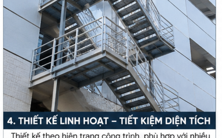 Cầu Thang Thoát Hiểm Ngoài Trời Bằng Sắt – An Toàn, Chắc Chắn