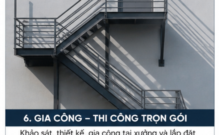 Cầu Thang Thoát Hiểm Ngoài Trời Bằng Sắt – An Toàn, Chắc Chắn