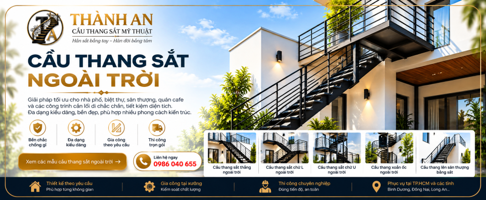 Cầu Thang Sắt Ngoài Trời Đẹp – Thiết Kế & Thi Công Thành An