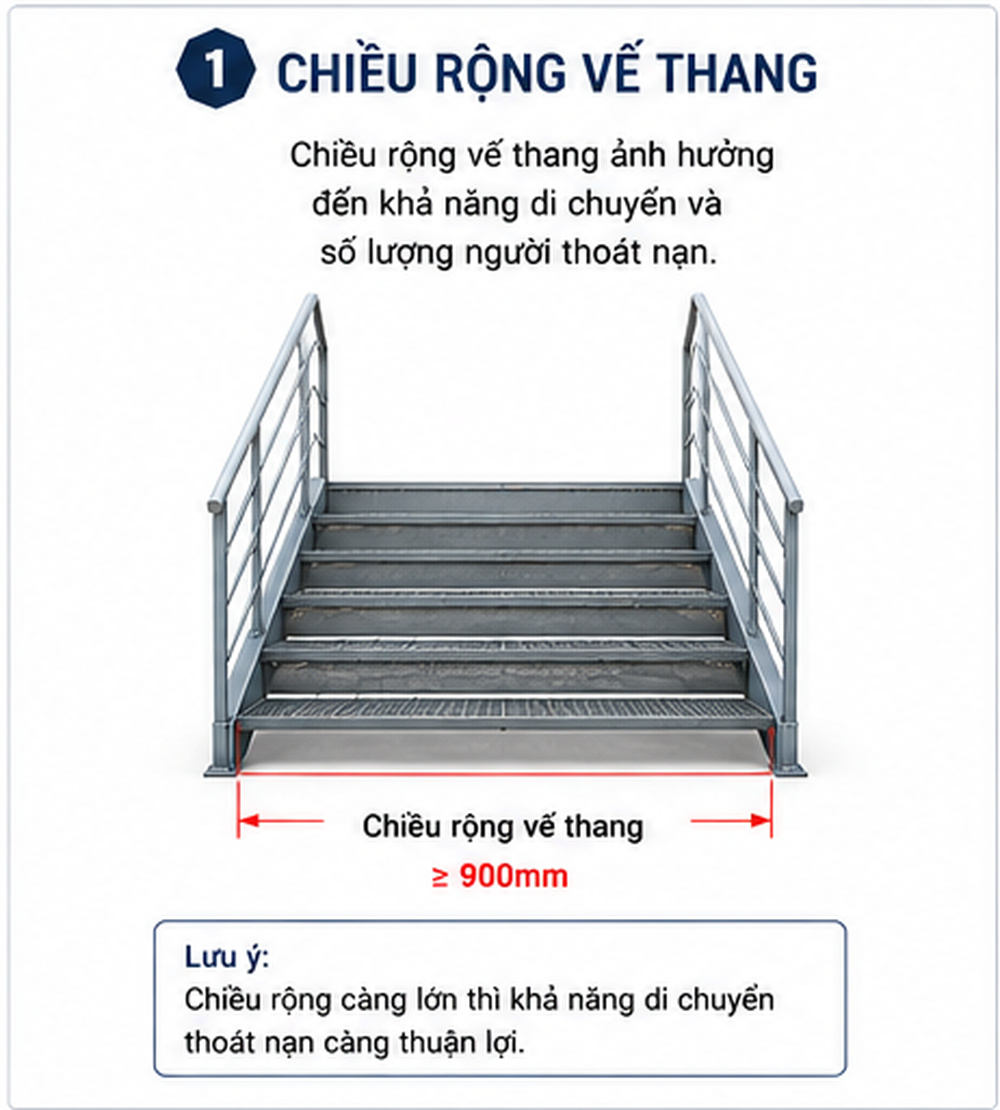 Kích thước cầu thang thoát hiểm