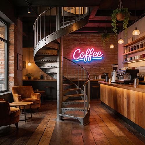 Cầu thang xoắn ốc cho quán cafe phong cách hiện đại