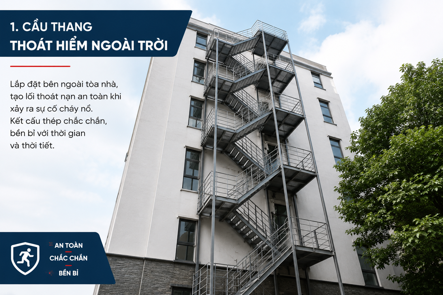Hình 1 – Cầu thang thoát hiểm ngoài trời